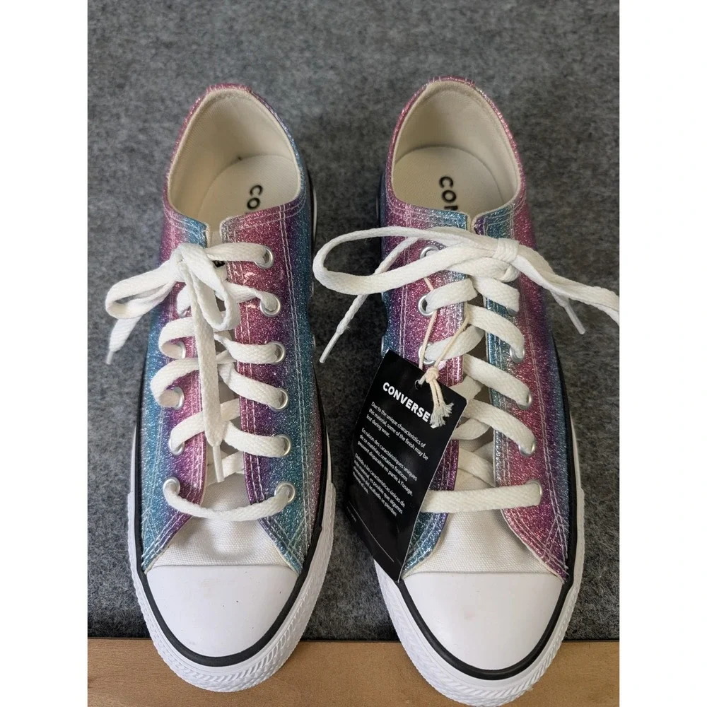 Converse All Star Glitter Drip Low Top Sneakers Kid US 6 Rainbow colors NWT NIB